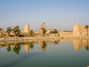 The sacred lake of the karnak temple, in Luxor, Egypt.